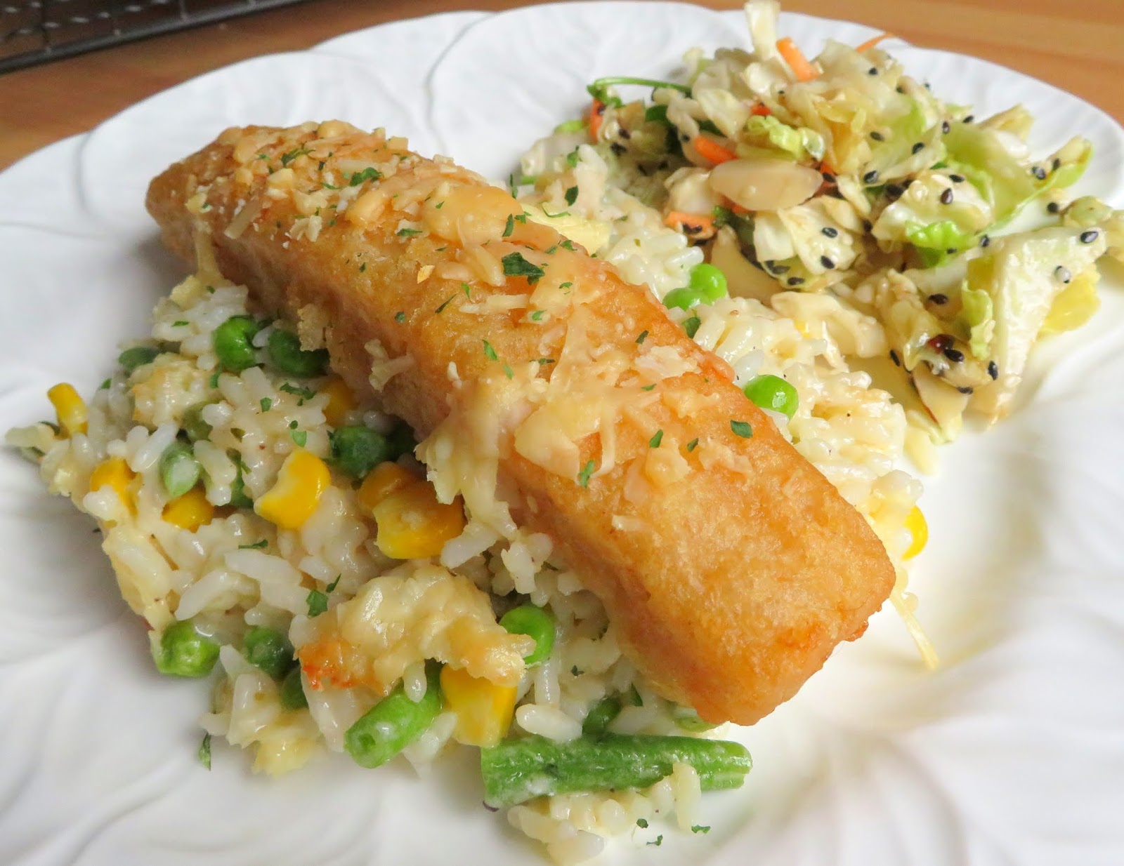 Fish Stick Casserole with Cheesy Vegetable Rice Catrooo