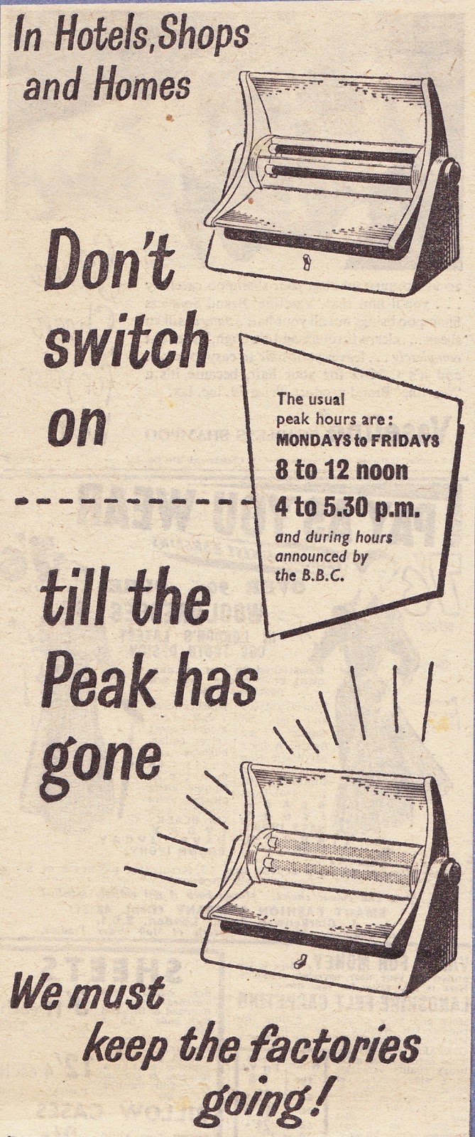 Hold The Front Page Advert Save Electricity (1950's)