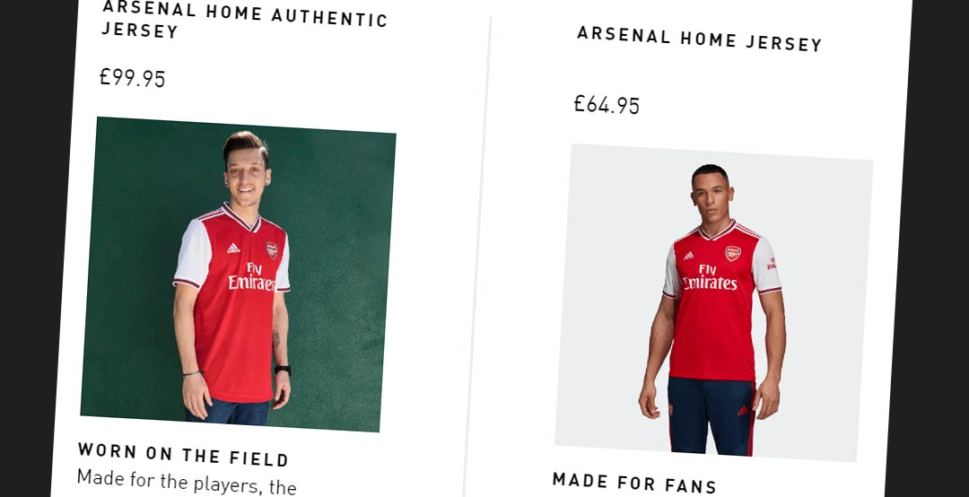 arsenal authentic home shirt
