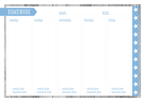 Printable homework planner 2011