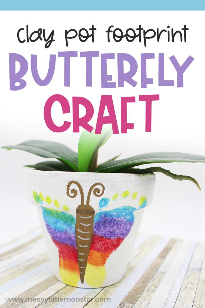 Footprint Butterfly Clay Pot Craft Messy Little Monster