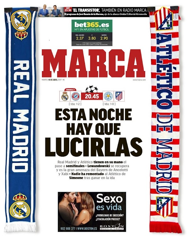 Real Madrid-Atlético, Marca: "Esta noche hay que lucirlas"