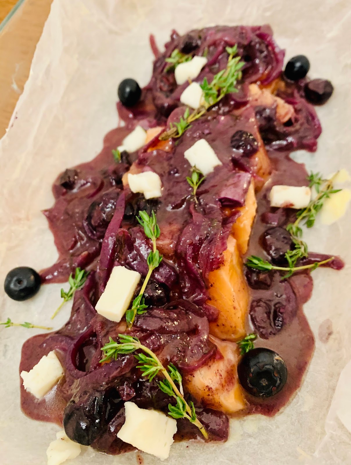 Grilled Salmon in Blueberry Jam