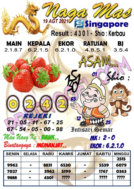 Syair Togel Singapore Hari Ini 19 Agustus 2021 Sukitogel