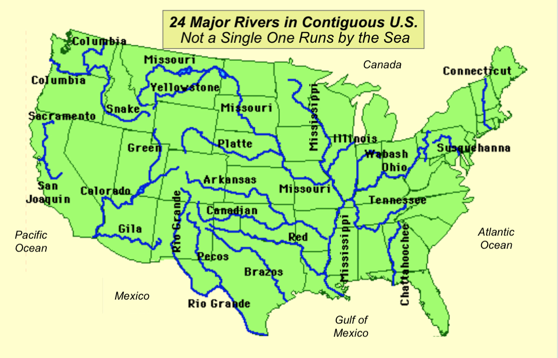 Какая река является правым притоком миссисипи. Реки США на карте. Крупные реки США на карте. Реки и озера США на карте. Крупнейшие реки США на карте.