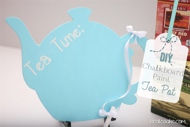 Chalkboard paint ideas ~ Make a cute tea time chalkboard paint tea pot from realcoake.com