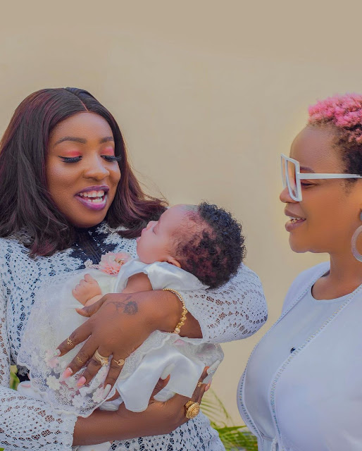 Lovely moment as Anita Joseph joins Uche Ogbodo in church as she Christened her New -born baby (Photos)