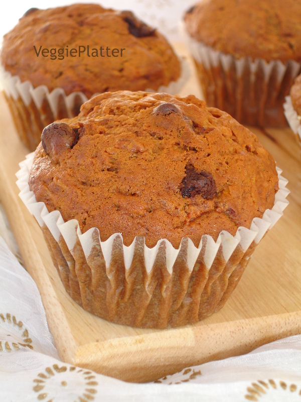 Veggie Platter Eggless Carrot Chocolate Chip Muffins