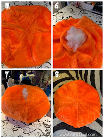 The Pumpkin Pouffe with Catnip Leaves and Kicker Stalk Creepy Crafting with Cats ©BionicBasil®Halloween Special faux fur