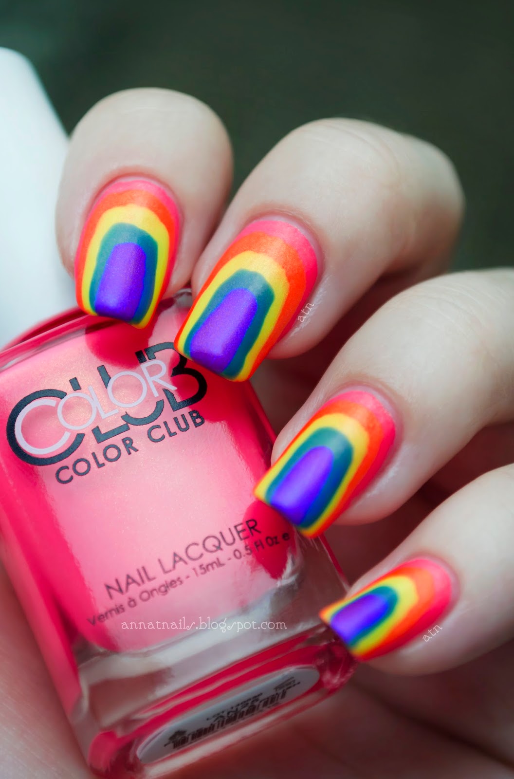 Color Club Neon Rainbow Nail Art + TUTORIAL | annatnails