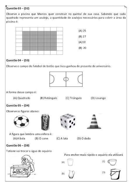 avaliacao diagnostica de matematica 3 ano