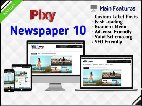 Pixy Newspaper 10 Blogger Template