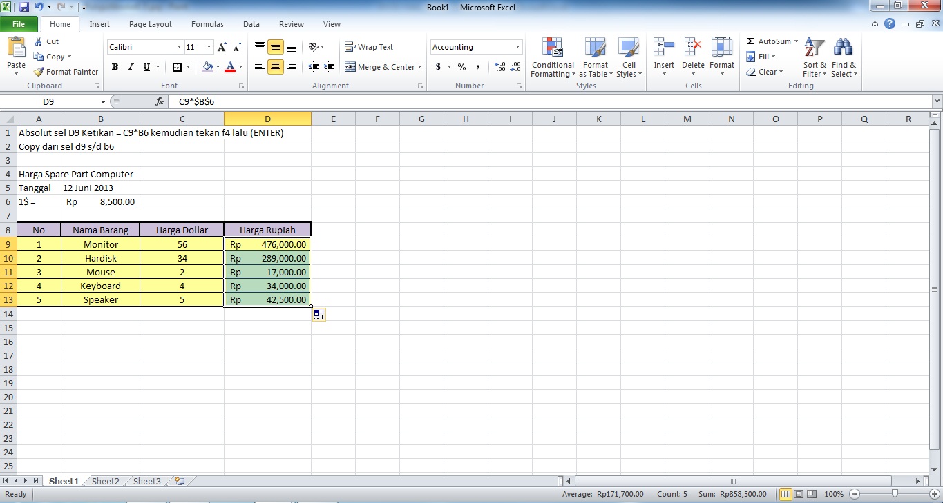 Incredible Of Aplikasi Komputer Jenis Jenis Penggunaan Fungsi Absolut Dalam Ms Excel