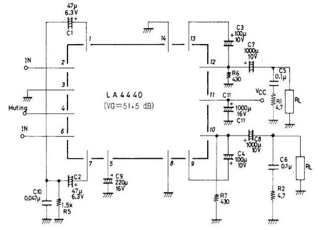 RANGKAIAN AUDIO AMPLIFIER STEREO MENGGUNAKAN IC LA4440 - Syarif Projects