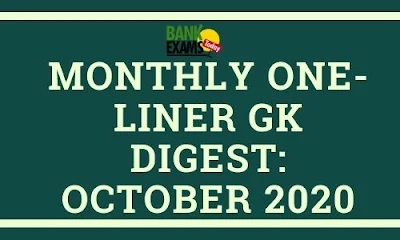 Monthly One-Liner GK Digest: October 2020