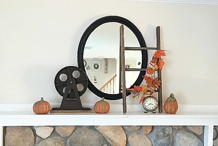 fall mantel with neutral colors