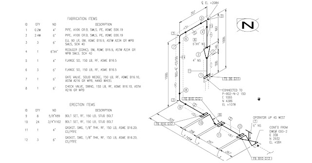 Isometric piping drawing