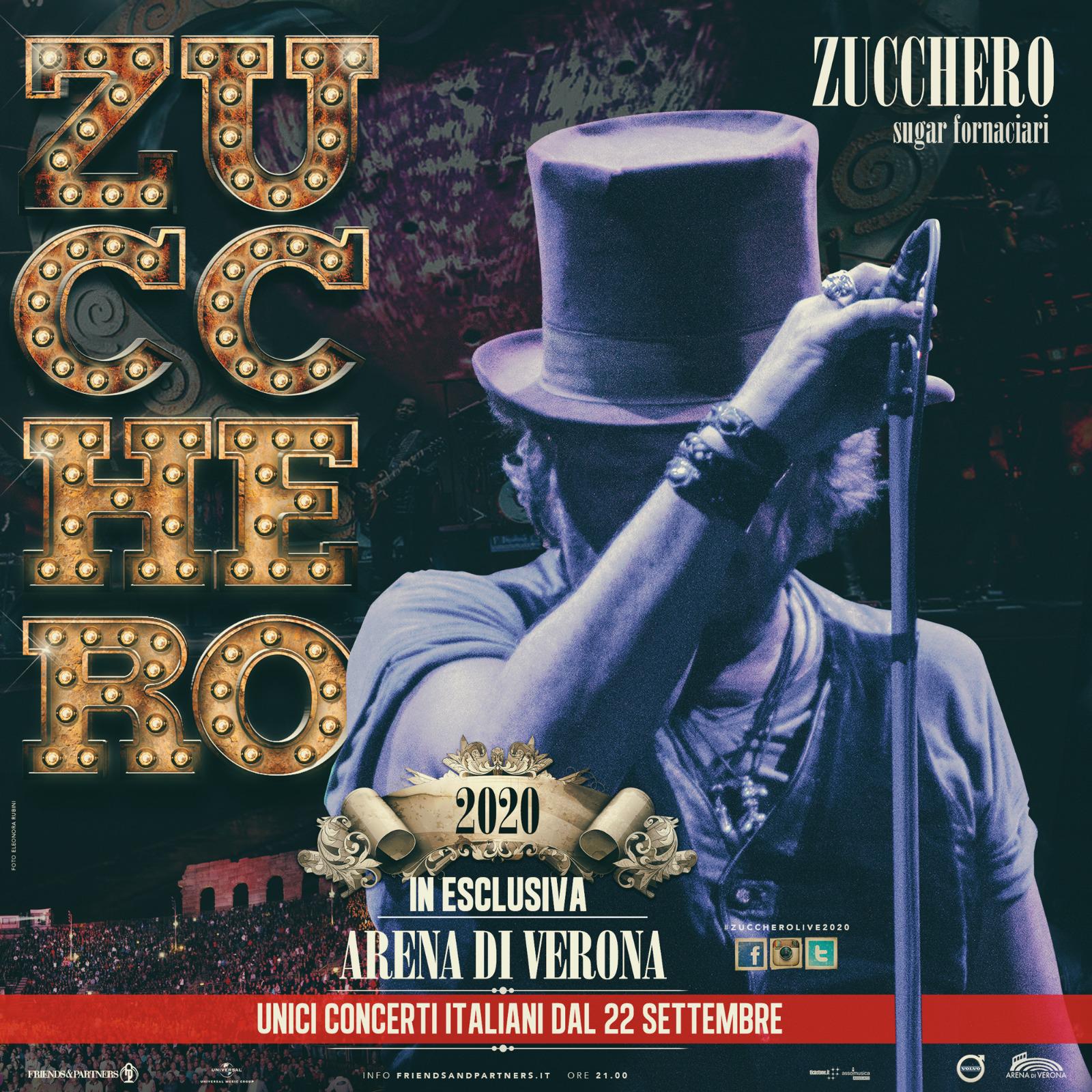 Zucchero nel 2020, 10 concerti in esclusiva all'Arena di Verona dal 22 settembre Ufficio Zucchero nel 2020, 10 concerti in esclusiva all'Arena di Verona dal 22 settembre Ufficio
