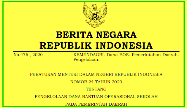 Permendagri No 24 Tahun 2020 Tentang Pengelolaan Dana Bos