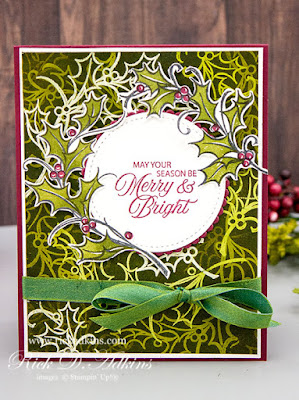 Play along with us this week for the Spot Creative Challenge.  Click here to learn more about my Emboss Resist Card using the Joyful Holly Stamp Set