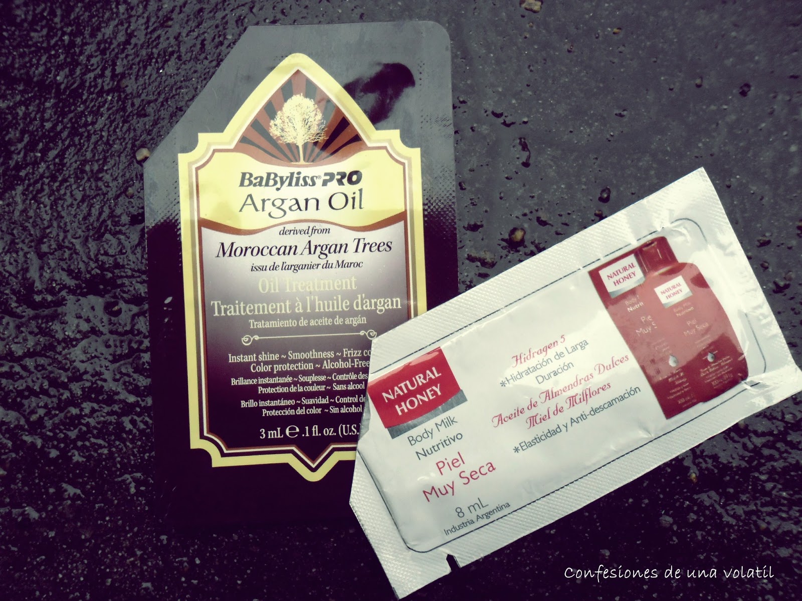 Del cajón de muestras: Aceite de Argan de Babyliss Pro, y Loción corporal  para piel muy seca, de Natural Honey. - Confesiones de una volátil