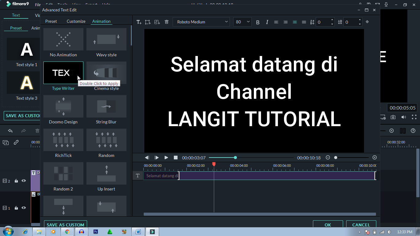 Cara Membuat Efek Mesin Ketik (Typewriter Effect) Di Filmora 9 Langit