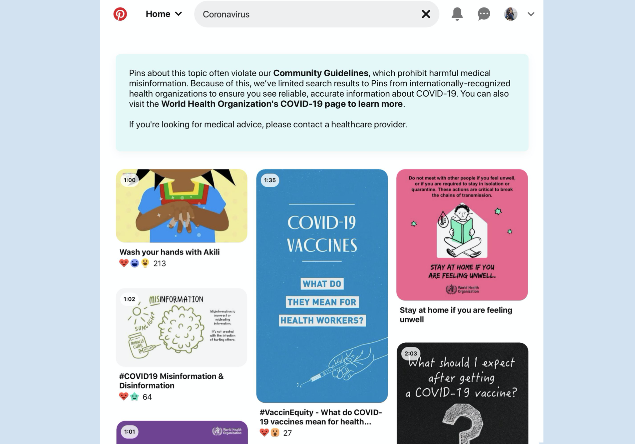 Pinterest Efforts to Fight the Misinformation About the Pandemic and Its Vaccine