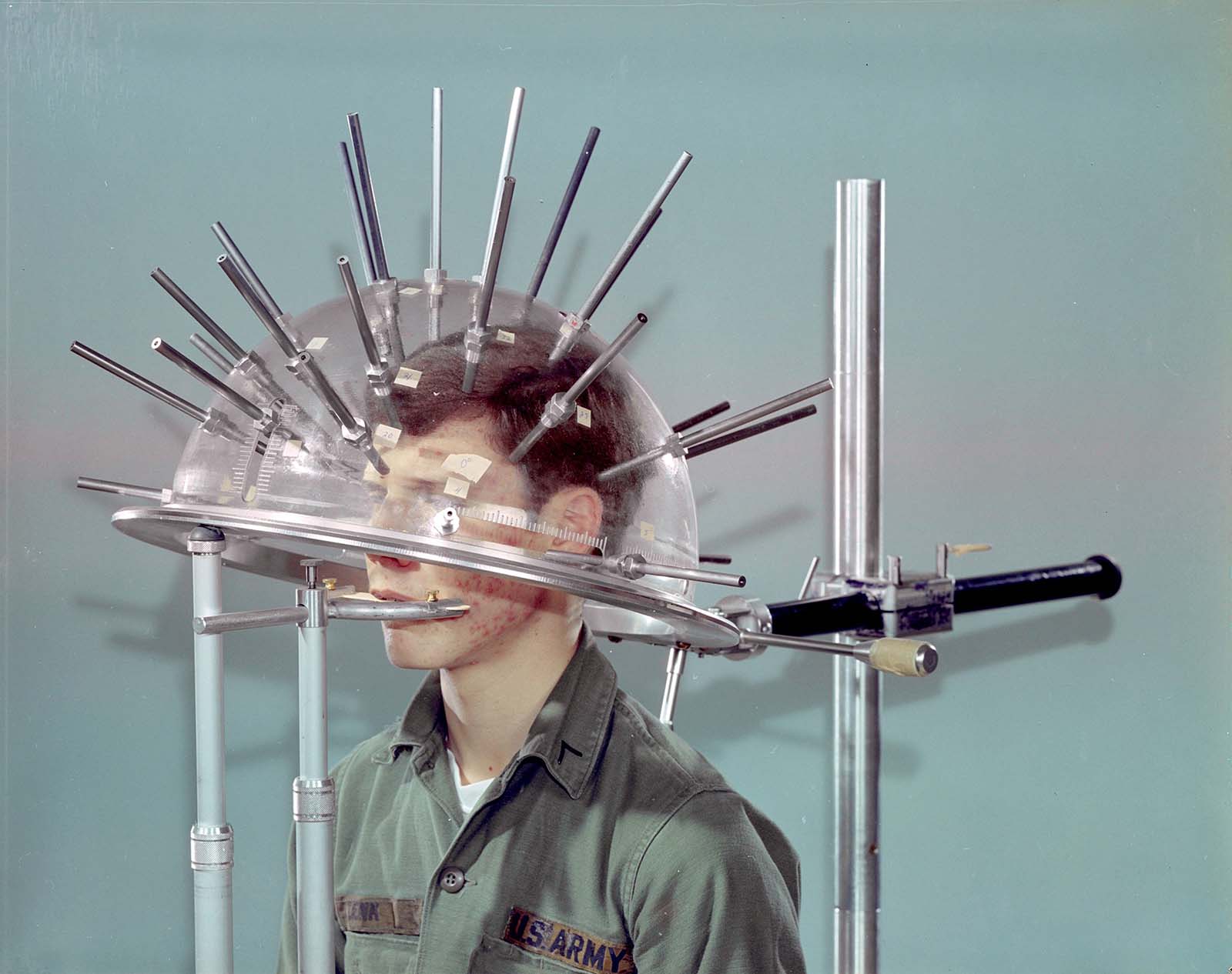Head measuring device for helmets, 1973.