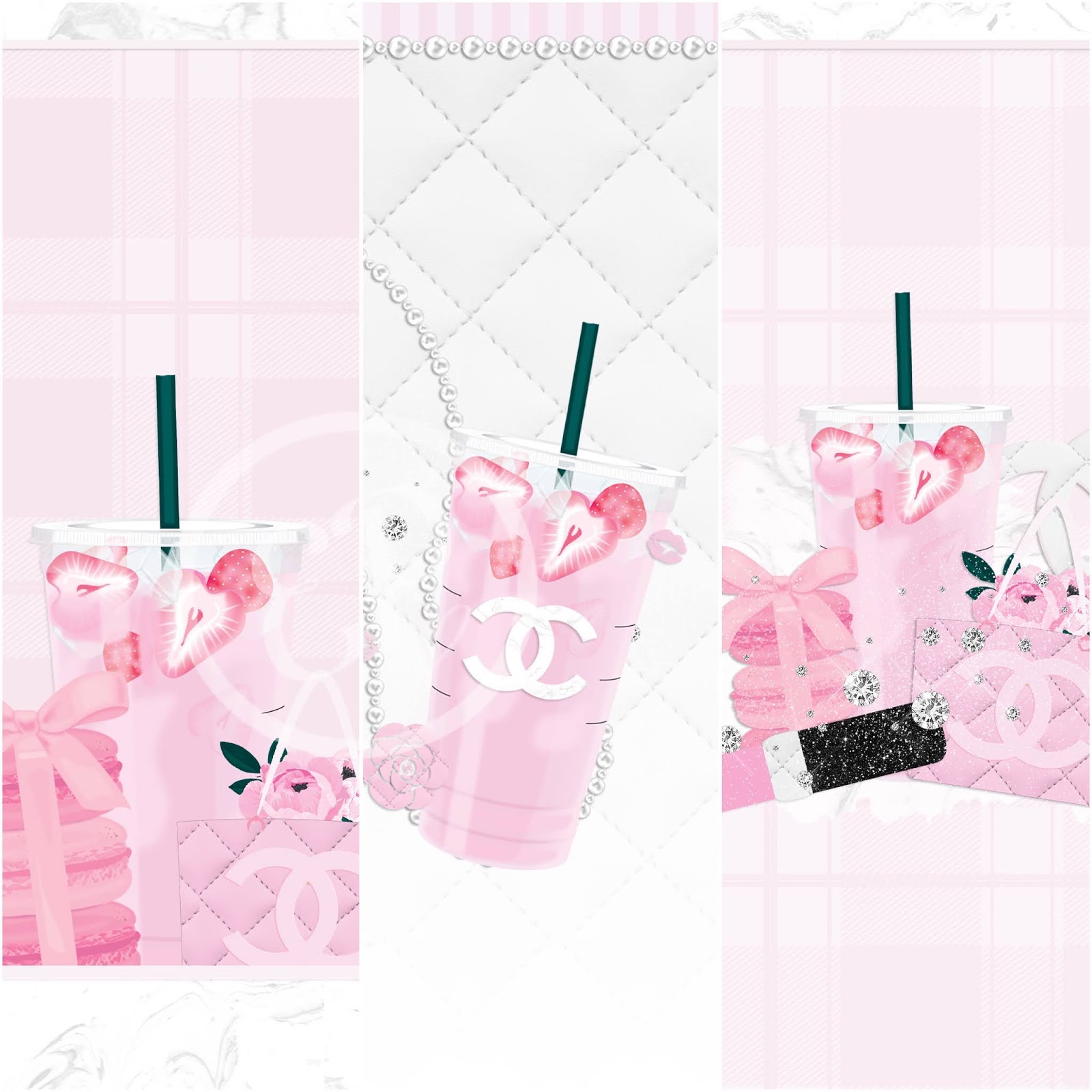 Pretty Walls Pink drink 6 piece wallpaper set