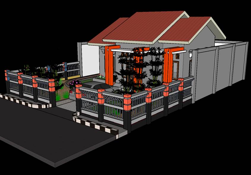 Desain Gambar Rumah  3  Trap  teras  Minimalis Keren 3D PandBis