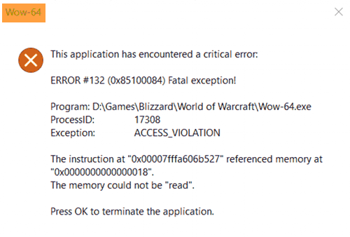 Wow-64.exe 응용 프로그램 오류