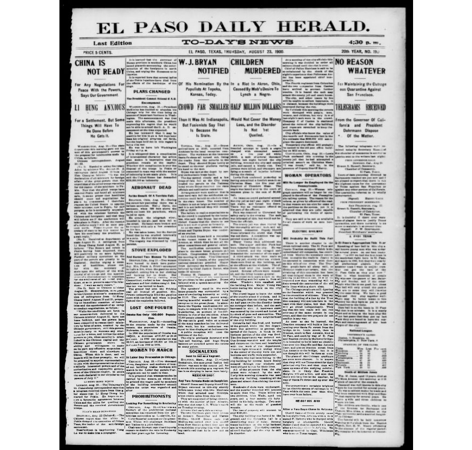August 23, 1900 El Paso Daily Herald ~
