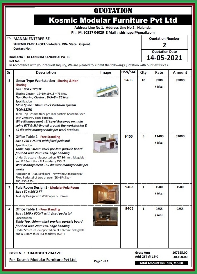 Quotation Designs Made from Software Billing Software Guru