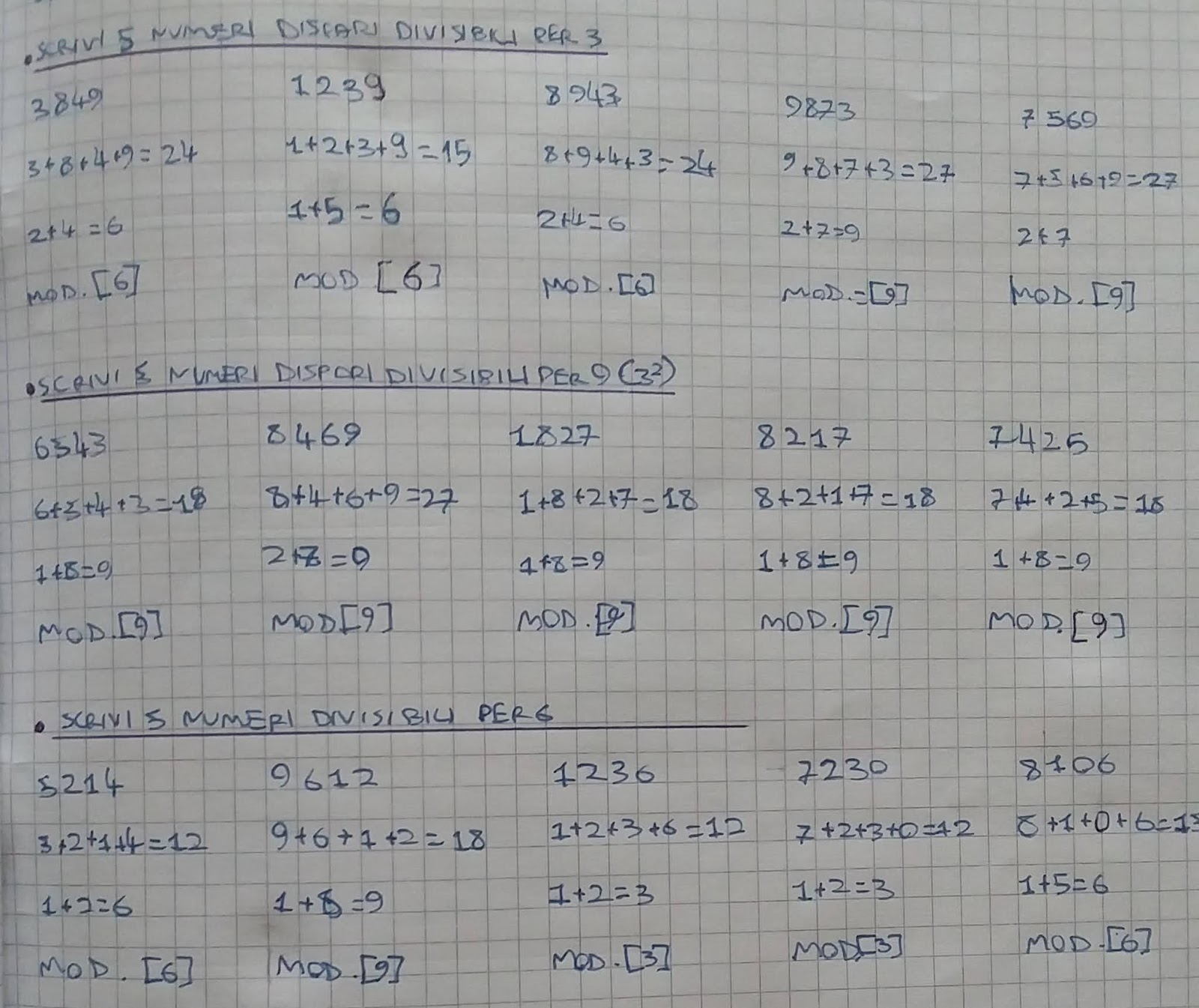mate rdr correzione compiti numeri divisibili per 3; 3 exp 2; (2x3) mate rdr correzione compiti numeri divisibili per 3; 3 exp 2; (2x3)