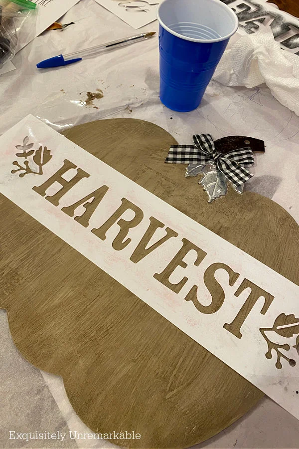 Adding A Harvest Stencil To A Pumpkin Sign