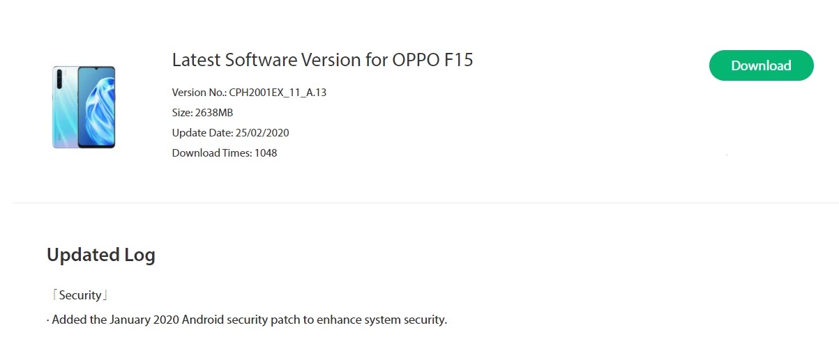 Oppo F11 February 2020 Security Patch Update Started Rolling Out [CPH1969EX_11_A.42] - Realme Updates