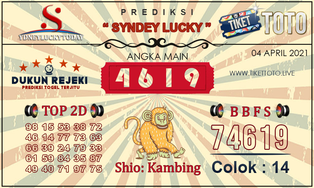 Prediksi Togel SYDNEY LUCKY TIKETTOTO 04 APRIL 2021
