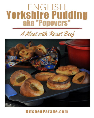 Yorkshire Pudding, light and tender ♥ KitchenParade.com. No traditional English Christmas dinner is complete without what Americans call 'popovers'!