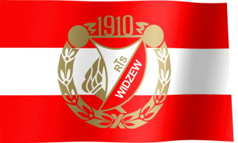 The waving flag of Widzew Łódź with the logo (Animated GIF) (Flaga Widzewa Łódź)
