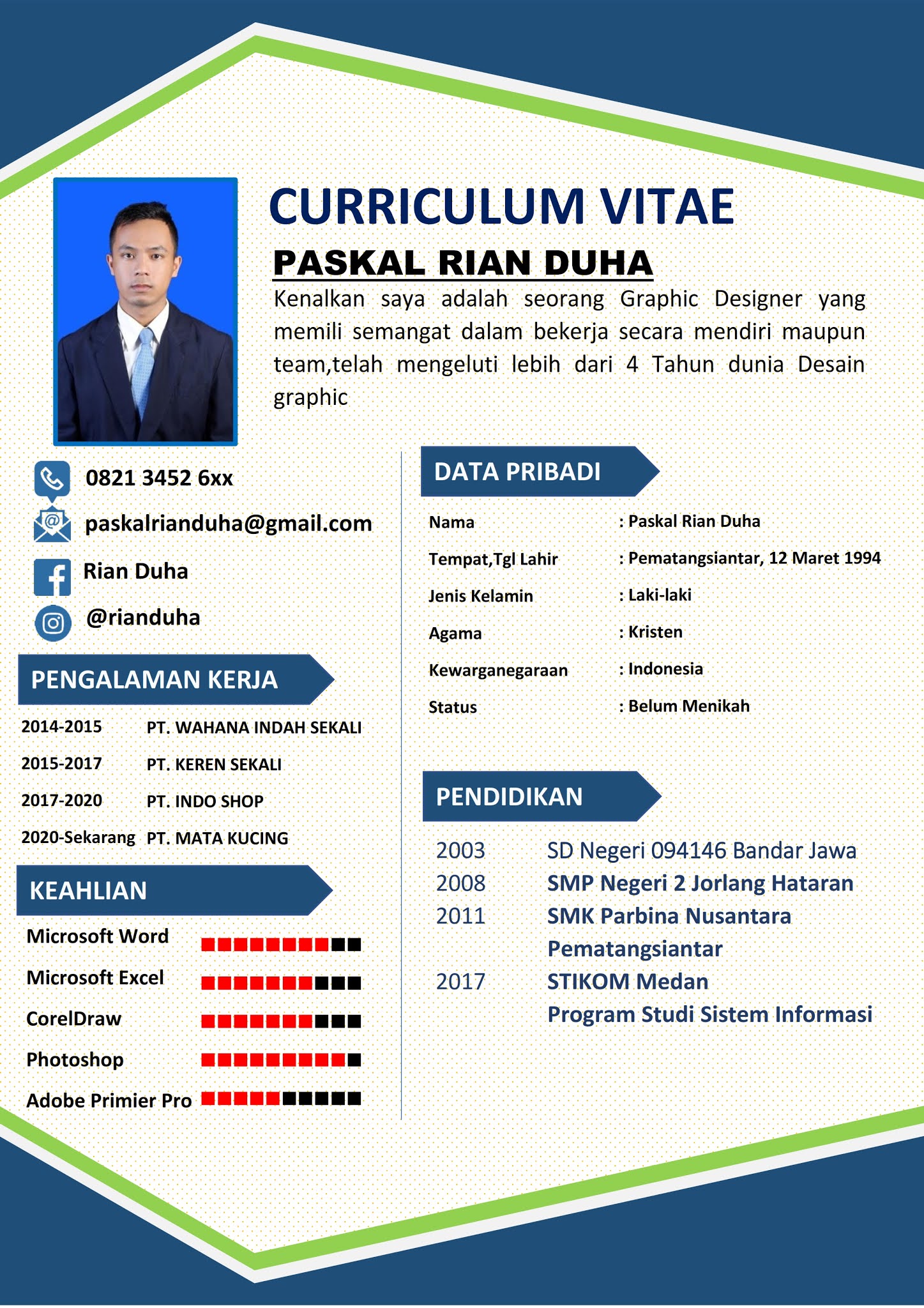 Download Template CV Lamaran Kerja Gratis Format Doc (Word) Bahasa