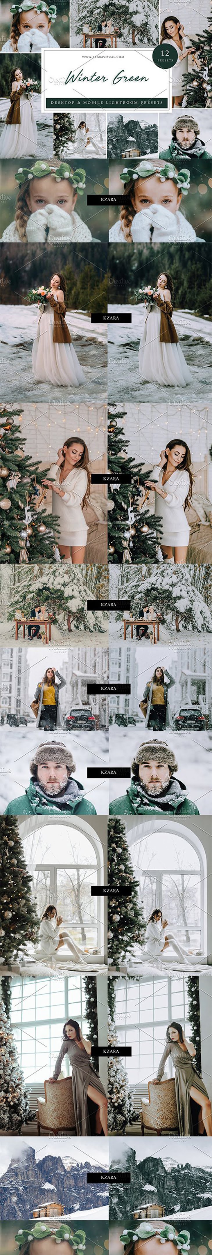 CreativeMarket - 12 x Lightroom Presets Winter Green 5962772 2 jhhjhjhjhj
