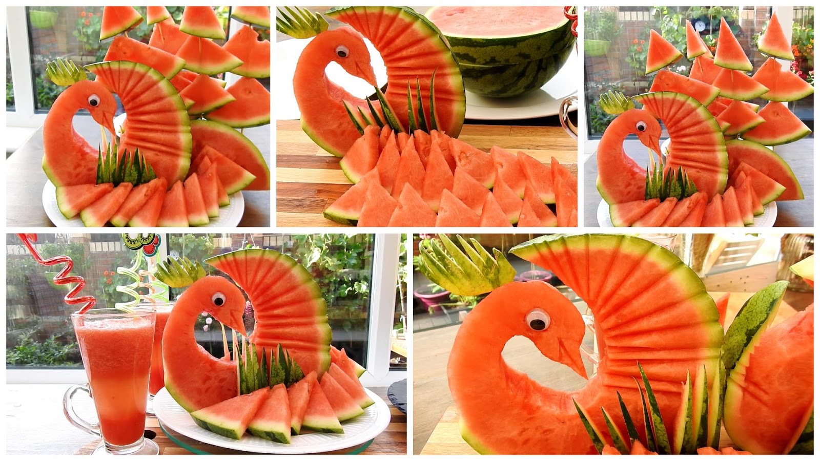 ItalyPaul Art In Fruit & Vegetable Carving Lessons DIY Fruit Art Watermelon Peacock ( Part