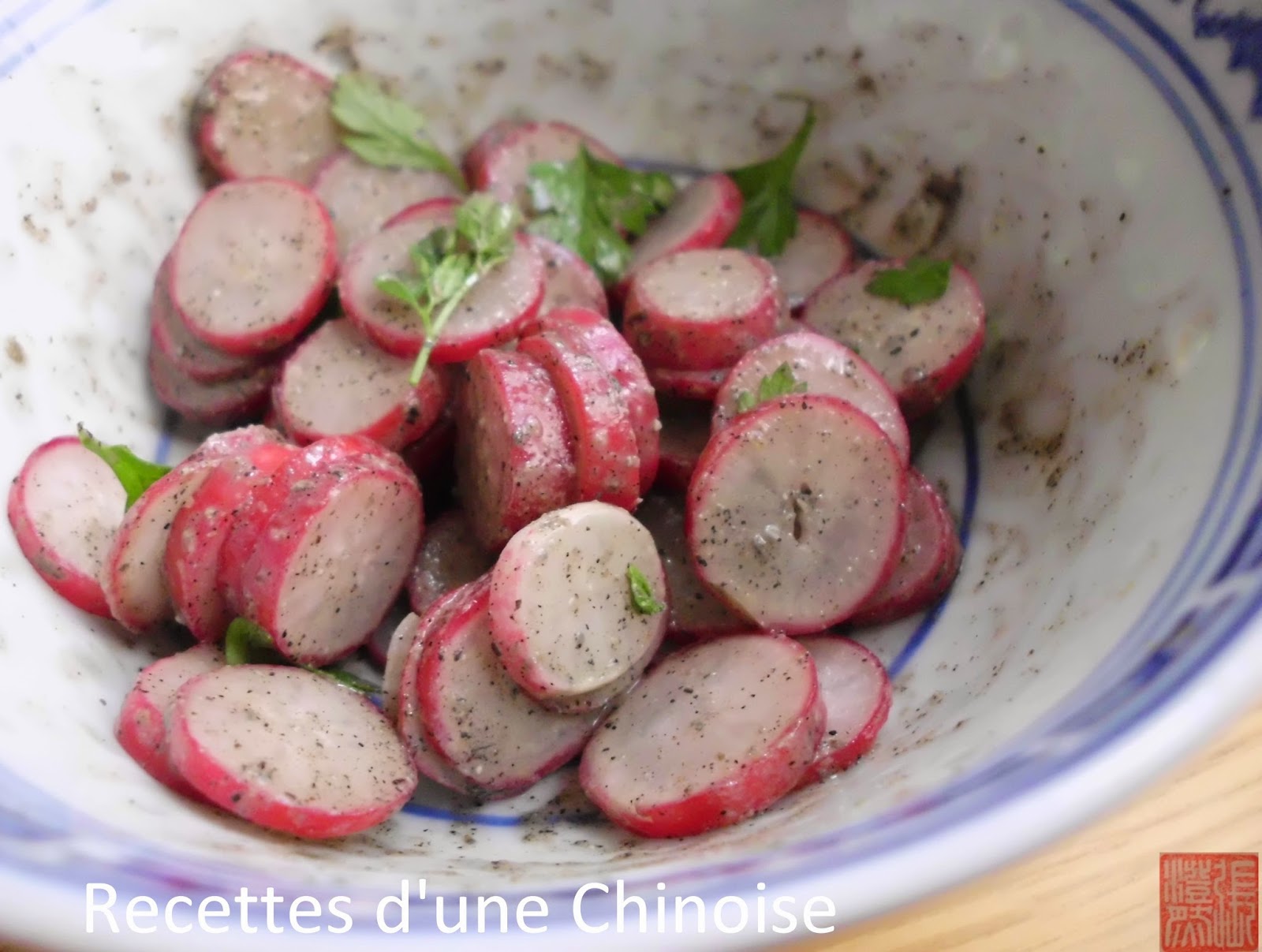 Recettes d'une Chinoise Salade de radis rose, vinaigrette