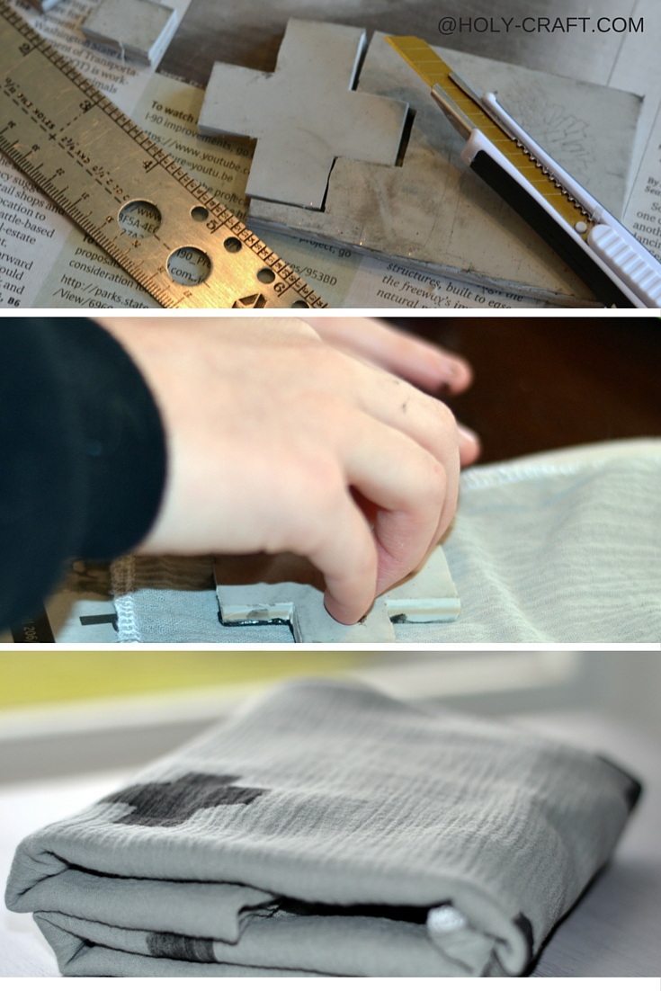 Hand stamped muslin swaddle blanket Rachel Teodoro