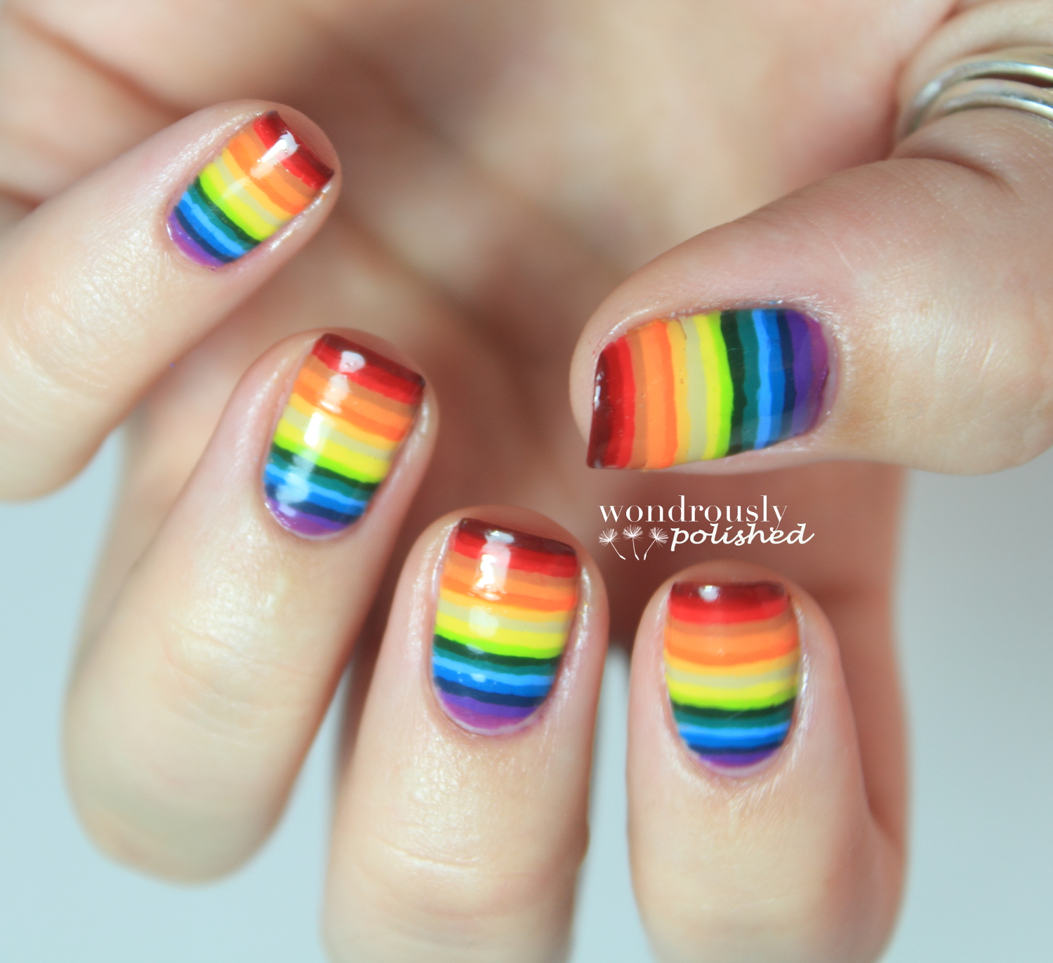 Wondrously Polished: 31 Day Nail Art Challenge - Day 9: Rainbow Nails