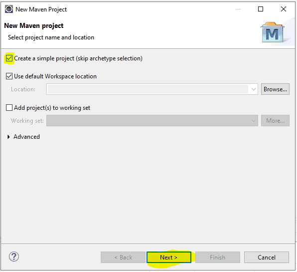 Maven Project Location and Archetype Maven Project Location and Archetype