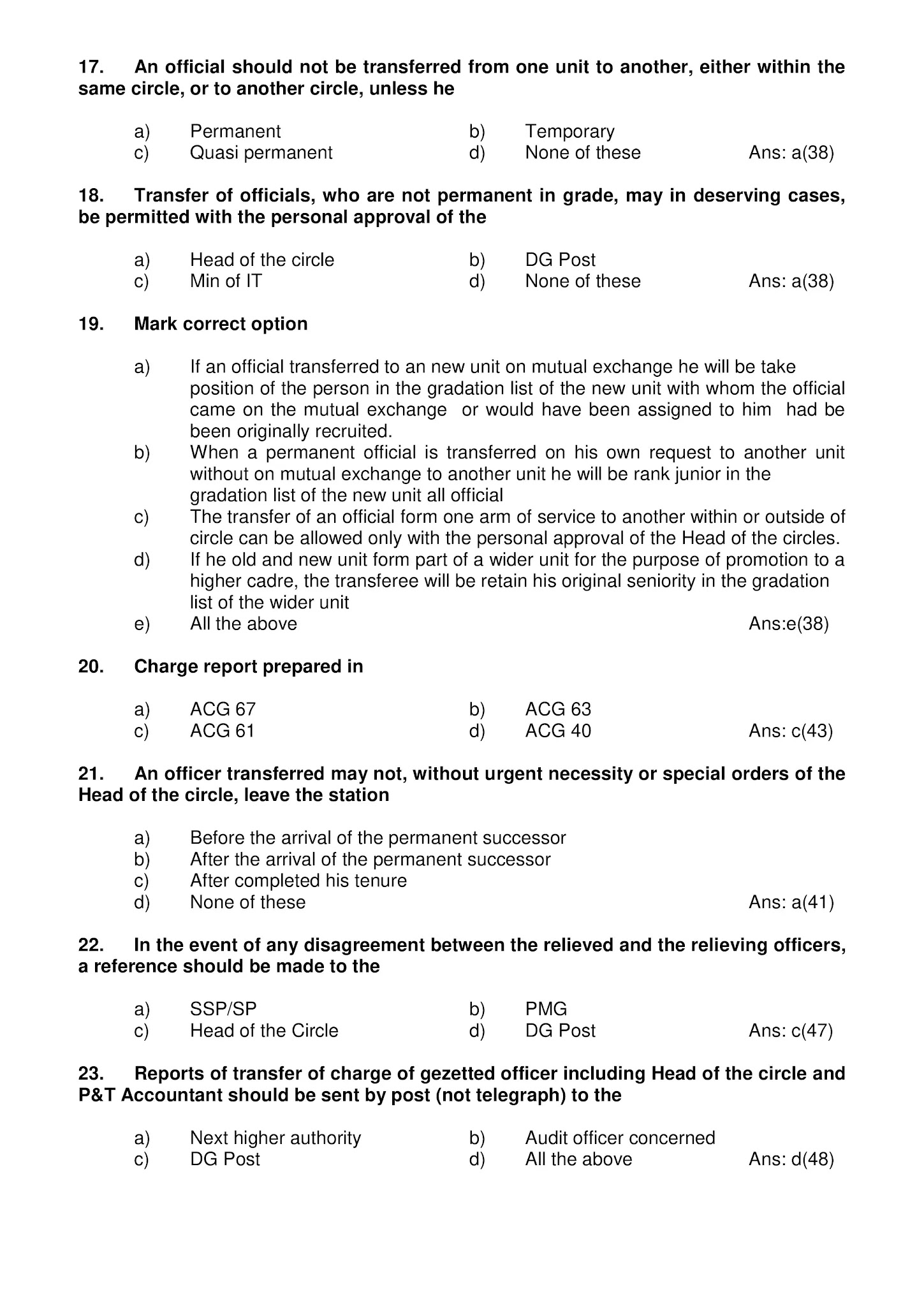Postal Manual Volume 4 MCQs | IPO/PSS Group B Exam MCQs/Quiz | Postal