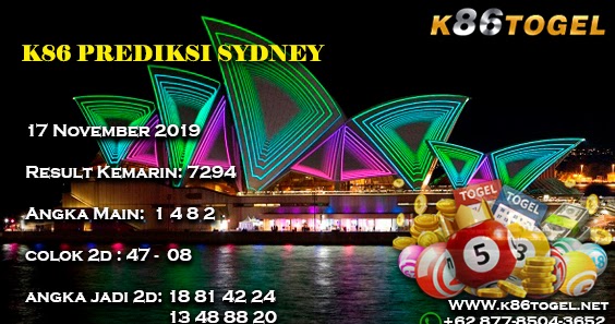 K86 Prediksi Jitu Togel Sydney Hari Minggu, 17 November 2019 K86