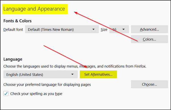 Cambiar el idioma de la interfaz de usuario para Chrome o Firefox