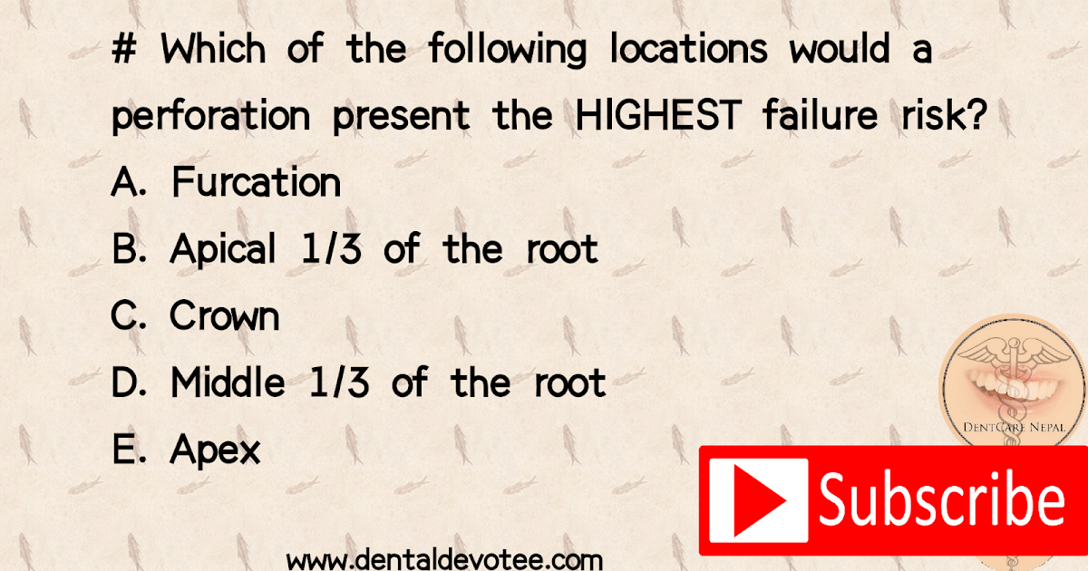 Dentosphere World of Dentistry Highest failure risk in endodontic